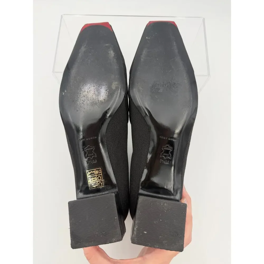 Tory Burch Elastic Ankle Boot Black Size 7.5 Red Cap Toe Stretch